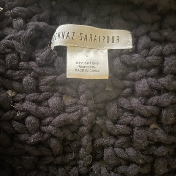 Behnaz Sarafpour popcorn handknit shrug in black wool & cotton - Picture 8 of 9